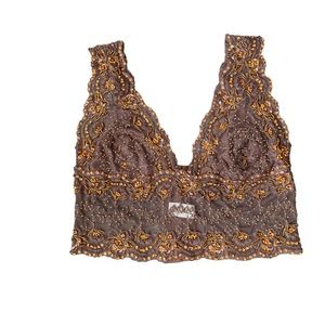 2for$38 Marciano women’s Vintage lace Bead brown and orange Bralette CropSize L
